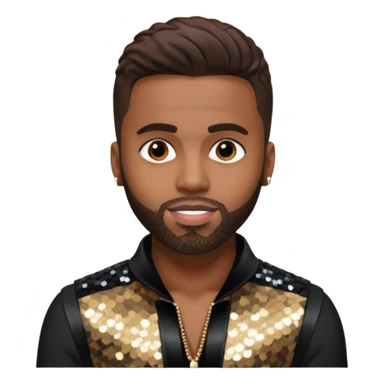 Jason Derulo with dark brown hair, black sequin outfit sticker