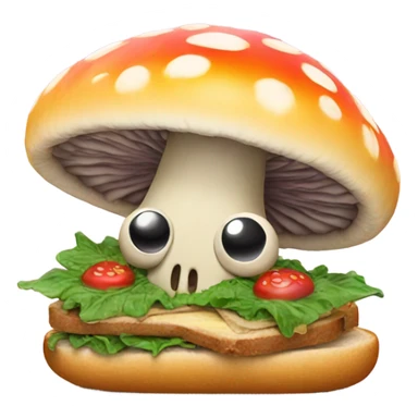Psychedelic mushroom eating a sandwich sticker