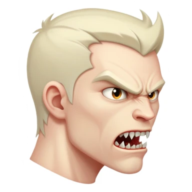 young angry man in profile view with fangs sticker