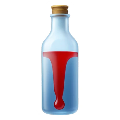 Medicinial bottle with an red liquid sticker