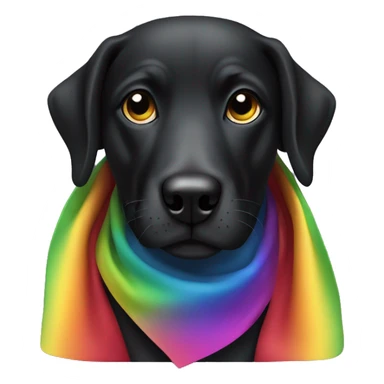 all black mongrel dog with rainbow bandana  sticker