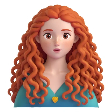Merida from Brave with extremely long wild curly red hair and face completely covered with freckles sticker