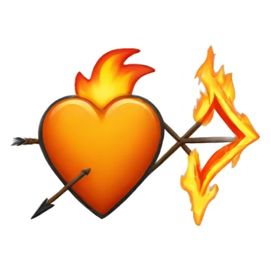An orange heart on fire with an arrow through it sticker