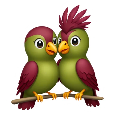 Burgundy Love birds olive color sticker