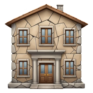 an old building with carks and dirty  sticker