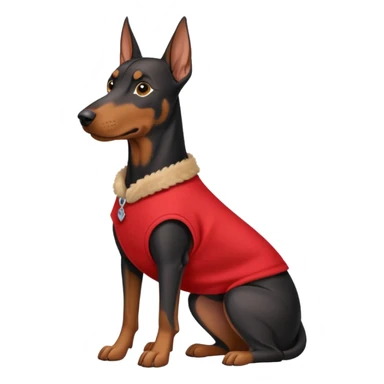 Doberman with clothes on sticker