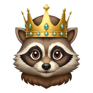 King Racoon with gold jewelled crown sticker