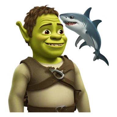 Shrek with a shark sticker