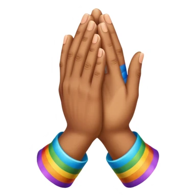 Praying hands rainbow coloured sticker