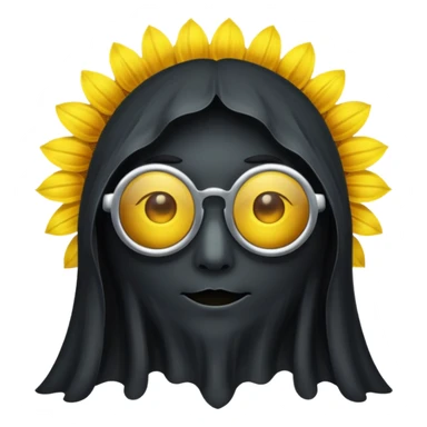 Black ghost with sunflower glasses sticker
