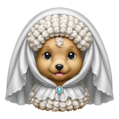 poodle in white veil  sticker