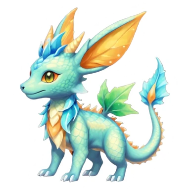 Rocky crystallic Shiny ethereal elemental Salandit-Leafeon-Vaporeon-hybrid-fusion (full body) sticker