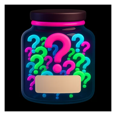 Add a blank label to the front of the jar, keep the neon question marks and 3D emoji style sticker