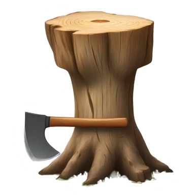 Tree stump with an axe cleaved in the top of the stump  sticker