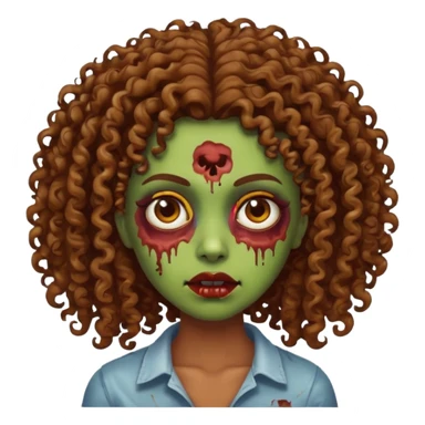 Faça um zumbi, com uma moça parda dos cabelos cacheados  sticker