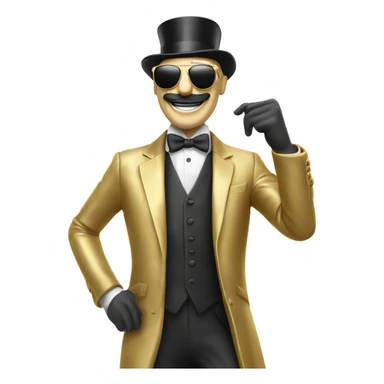 monopoly man in golden clothes celebrating in sunglasses sticker