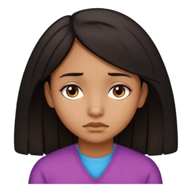 brown girl who as medium black hair who is sad sticker