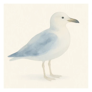 soft watercolor effect seagull, gentle blue and white tones sticker