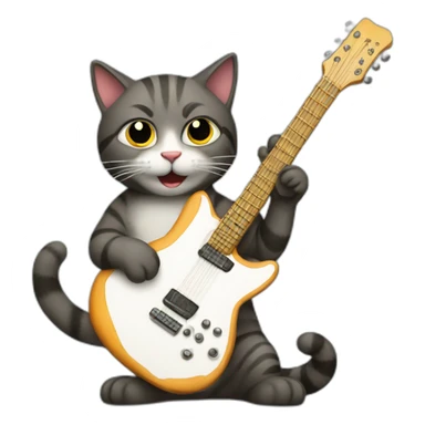 cat playing a guitar sticker