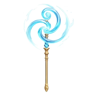 wind elemental staff object icon, fantasy magic staff, swirling wind aura, light blue glow, floating air particles, elegant design, 3D cartoon, mobile game icon style, centered, clean background, soft shadow, no text, no watermark
 sticker