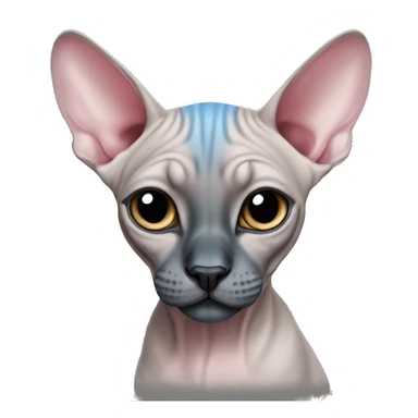 grey and little pink sphynx cat with blue eyes and black nose sticker