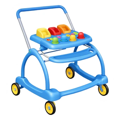 blue baby walker with toys on it sticker