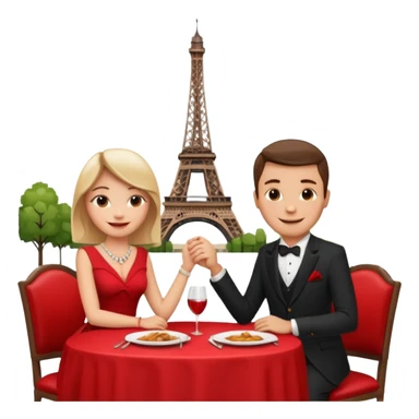 Soulmates on a date in paris table in restaurant behind Eiffel Tower sticker