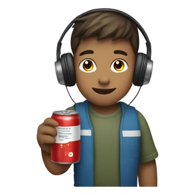 boy with headphones and can sticker
