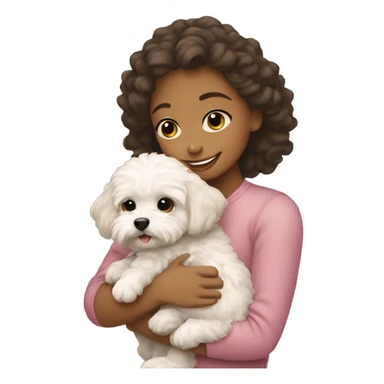 Girl hugging maltipoo sticker