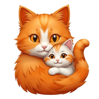 happy mom cat hugging her happy kitten cozy and affectionate sticker