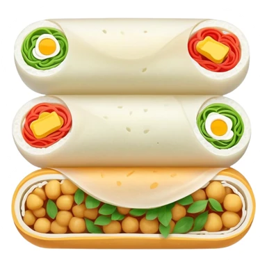 Hangzhou Pian Er Chuan steamed rice cake rolls with fillings, simplified emoji style with bold outlines and bright colors, cartoon style local specialty snack sticker