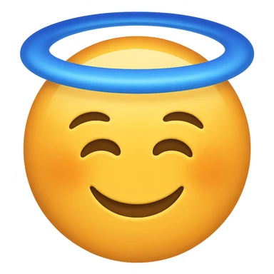 face with halo emoji, digital illustration, no background sticker