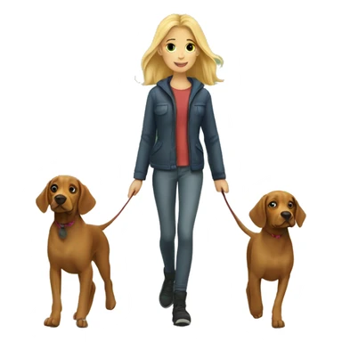 Pretty Blonde girl walking two vizslas sticker