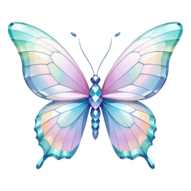 Pastel white iridescent glass crystal butterfly sticker
