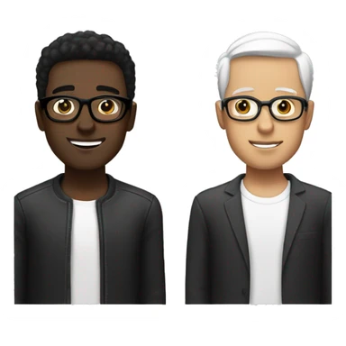 Man with brown skin and black hair, also another man with white skin and black hair with glasses in your face  sticker