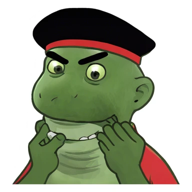 Man choking himself with his hands on neck sticker