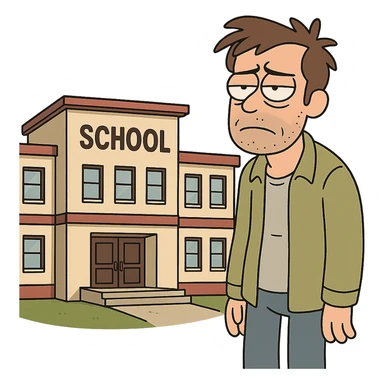 flat toon style school building sticker