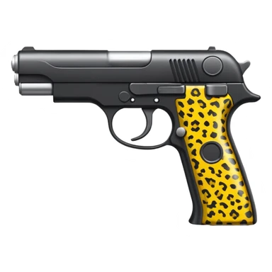 gun with bold yellow and black leopard print pattern sticker