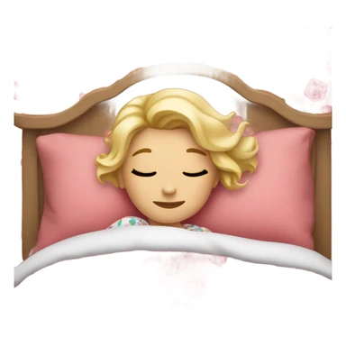 Blonde girl sleeping in rose bed sticker