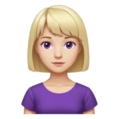 Women, blonde, short hair and bangs. Purple teacher dress sticker