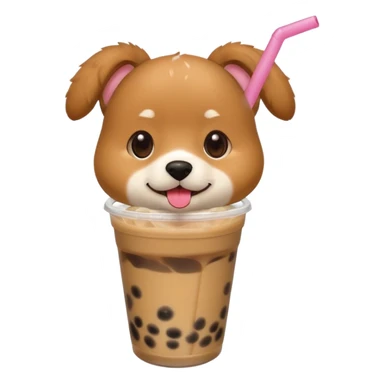 dog drinks bubble tea sticker