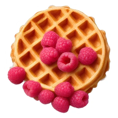 Pink waffles with raspberry on the plate  sticker