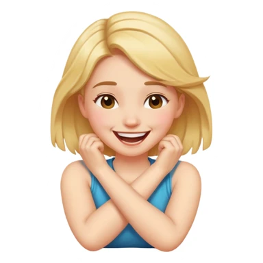 arm crossed holding neck laughing girl sticker