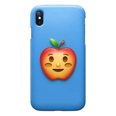 apple style emoji of a smartphone with a blue case sticker