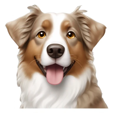majority light brown Australian Shepherd with white paws and a little white by his nose sticker