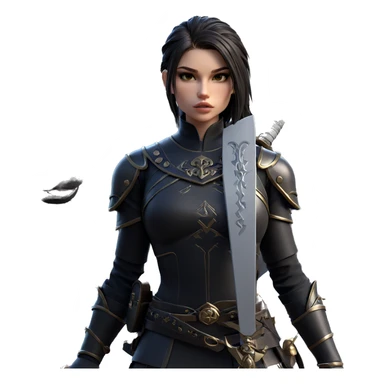 warrior girl with sword sticker