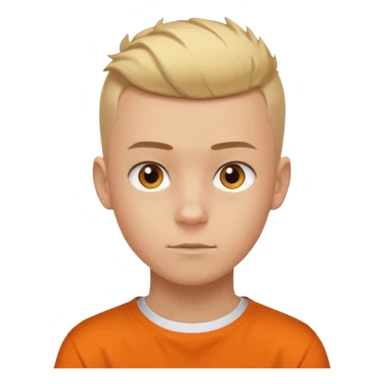 Blonde Buzzcut And Brown Mohawk. Amber Eye. Orange Tshirt. White Sleeve. Teenage Boy sticker
