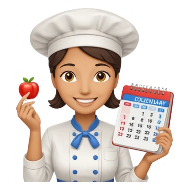 cocinera mujer con calendario sticker