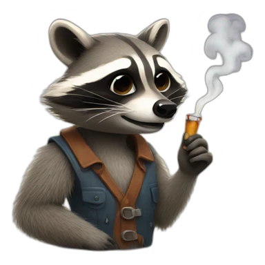 Raccoon smoking sticker