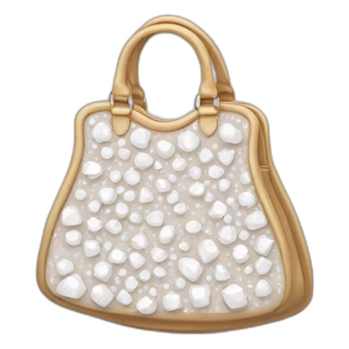 handbag fully covered with white brilliants and big brilliant in the center sticker